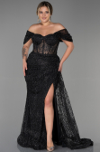 Robe de Soirée Grande Taille Longue Noir ABU3097