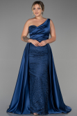 Robe Grande Taille Longue Bleu Marine ABU3171