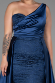 Robe Grande Taille Longue Bleu Marine ABU3171