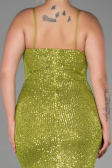 Robe Grande Taille Longue Squameuse Pistache vert ABU3322