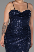 Robe Grande Taille Longue Squameuse Bleu Marine ABU3322