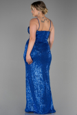 Robe Grande Taille Longue Squameuse Bleu Saxe ABU3322