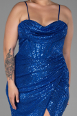 Robe Grande Taille Longue Squameuse Bleu Saxe ABU3322