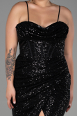 Robe Grande Taille Longue Squameuse Noir ABU3322