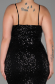 Robe Grande Taille Longue Squameuse Noir ABU3322