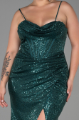 Robe Grande Taille Longue Squameuse Émeraude ABU3322