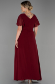 Robe De Soirée Grande Taille Mousseline Longue Rouge Bordeaux ABU2308