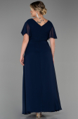 Robe de Soirée Grande Taille Longue Mousseline Bleu Marine ABU2308