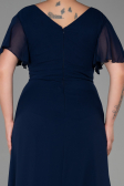Robe de Soirée Grande Taille Longue Mousseline Bleu Marine ABU2308