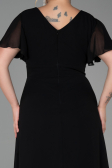 Robe de Soirée Grande Taille Longue Mousseline Noir ABU2308