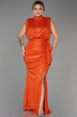 Robe de Soirée Grande Taille Longue Squameuse Orange ABU3115