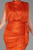 Robe de Soirée Grande Taille Longue Squameuse Orange ABU3115