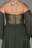 Robe de Soirée Grande Taille Longue Mousseline Kaki ABU1802