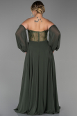 Robe de Soirée Grande Taille Longue Mousseline Kaki ABU1802
