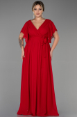 Robe de Soirée Grande Taille Longue Mousseline Rouge ABU3276