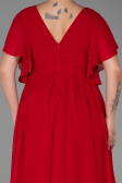 Robe de Soirée Grande Taille Longue Mousseline Rouge ABU3276