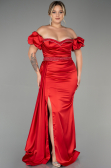 Robe de Soirée Grande Taille Longue Satin Rouge ABU3332