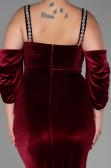 Robe de Soirée Grande Taille Longue Velours Rouge Bordeaux ABU3336