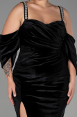 Robe de Soirée Grande Taille Longue Velours Noir ABU3336