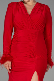 Robe de Soirée Grande Taille Longue Rouge ABU2832