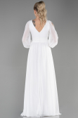 Robe de Soirée Longue Mousseline Blanc ABU1702