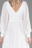 Robe de Soirée Longue Mousseline Blanc ABU1702