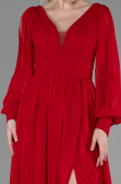 Robe de Soirée Longue Mousseline Rouge ABU1702