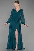 Robe de Soirée Longue Mousseline Émeraude ABU1702