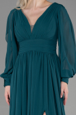 Robe de Soirée Longue Mousseline Émeraude ABU1702
