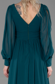 Robe de Soirée Longue Mousseline Émeraude ABU1702