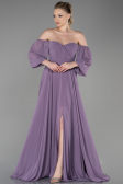 Robe de Soirée Longue Mousseline Lavande ABU2457