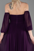 Robe De Soirée Longue Mousseline Violet ABU2457