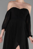 Robe de Soirée Longue Mousseline Noir ABU2457