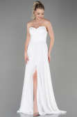 Robe de Soirée Longue Mousseline Blanc ABU3343