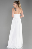 Robe de Soirée Longue Mousseline Blanc ABU3343