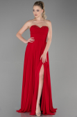 Robe de Soirée Longue Mousseline Rouge ABU3343