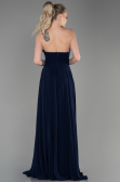 Robe de Soirée Longue Mousseline Bleu Marine ABU3343
