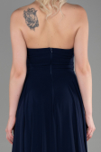 Robe de Soirée Longue Mousseline Bleu Marine ABU3343