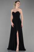 Robe de Soirée Longue Mousseline Noir ABU3343