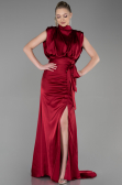 Robe De Soirée Satin Longue Rouge Bordeaux ABU2133