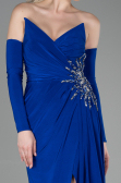Robe de Soirée Longue Bleu Saxe ABU3351