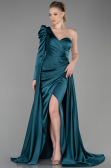 Robe de Soirée Longue Satin Émeraude ABU1715
