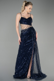 Haute Couture Longue Squameuse Bleu Marine ABU3347