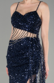 Haute Couture Longue Squameuse Bleu Marine ABU3347