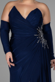 Robe de Soirée Grande Taille Longue Bleu Marine ABU3352