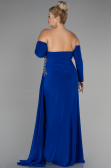 Robe de Soirée Grande Taille Longue Bleu Saxe ABU3352