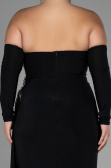 Robe de Soirée Grande Taille Longue Noir ABU3352