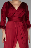 Robe de Soirée Grande Taille Longue Satin Rouge Bordeaux ABU3367