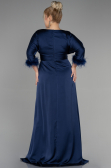 Robe de Soirée Grande Taille Longue Satin Bleu Marine ABU3367