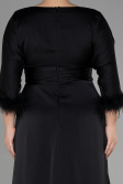 Robe de Soirée Grande Taille Longue Satin Noir ABU3367
